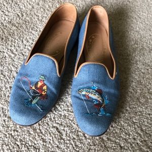 Stubbs and Wootton Fishing Blue Slippers